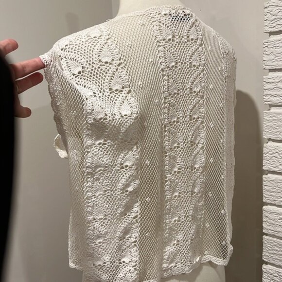 Hand-crocheted lace cotton, Vest, amazing pattern entirely handmade - Picture 7 of 11